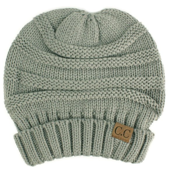 CC Beanie Knit Slouchy Cap Hat Unisex GRAY color - Picture 1 of 1